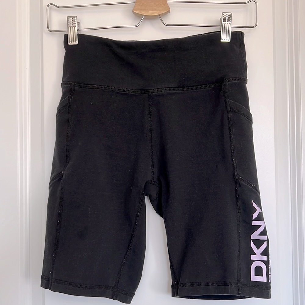 DKNY Sport Gracie Logo High-Waist Bike‎ Shorts W/Pockets Size S